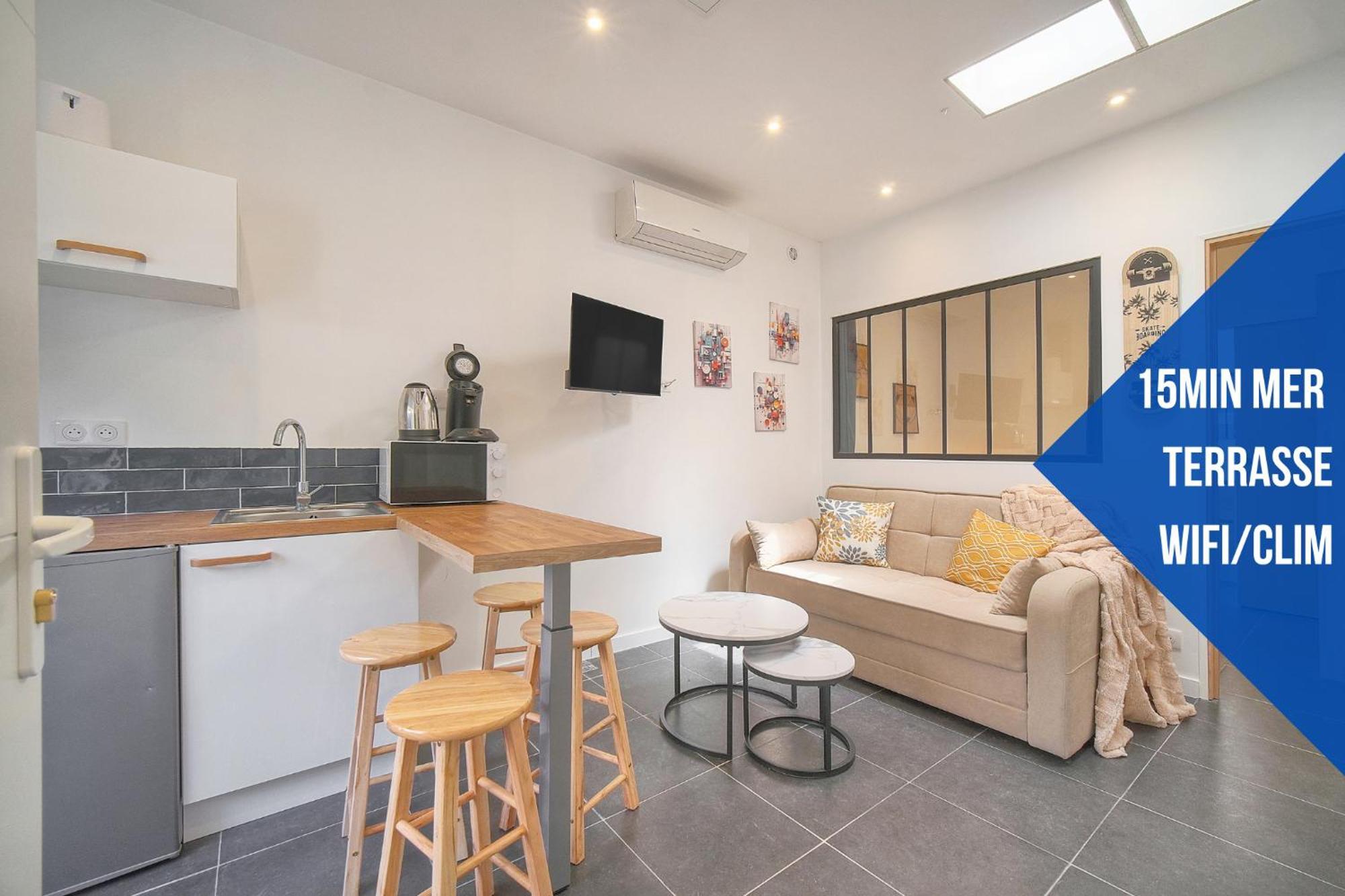 Vca House -5 - 15min Mer- Wifi-clim *